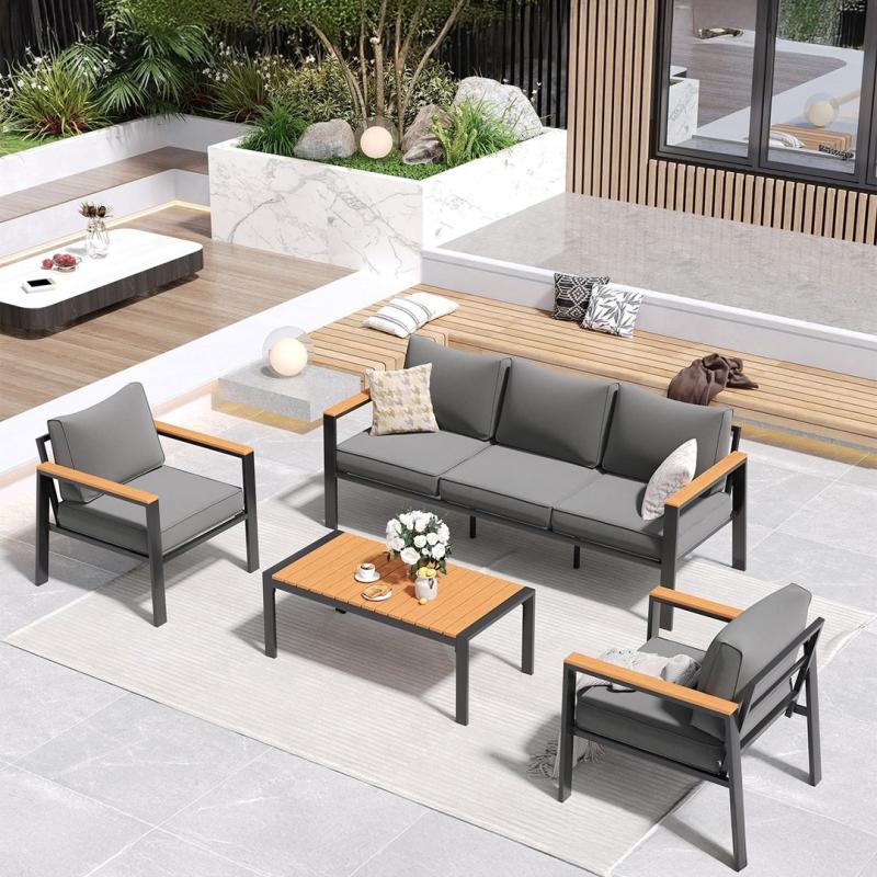 🪑 Outdoor Set – Grey × Grey (4 Pieces)