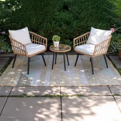 Rattan Outdoor Chair Set – 3 Pieces – Black