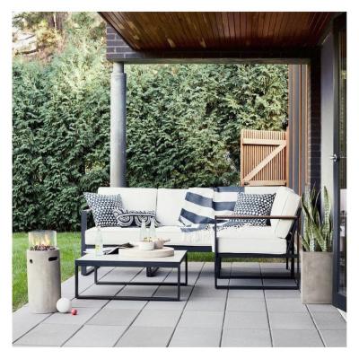 🛋️ Outdoor Corner Sofa × Coffee Table – Black × Off White