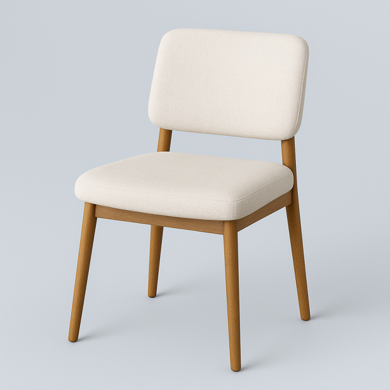 🪑 كرسي تنجيد – أوف وايت × خشبي