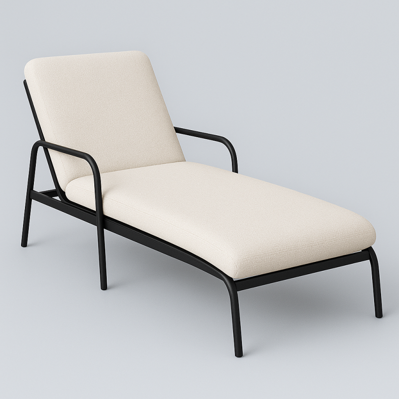 🛋️ شيزلونج – أسود  × أوف وايت