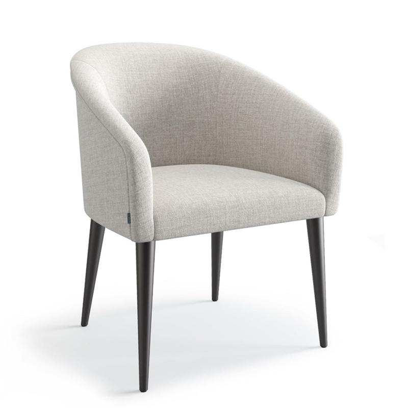 🪑 Upholstered Chair – Half-Round Design – Beige × Black Legs