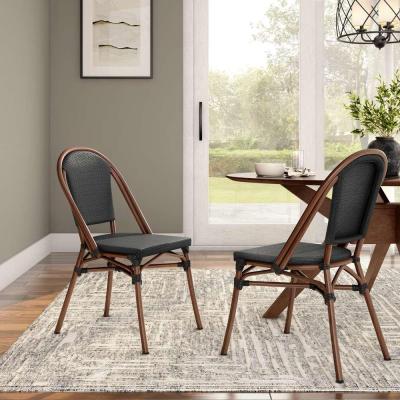 🪑 Outdoor Café Chair – Black × Brown Wood Finish