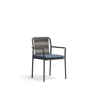 🪑 Outdoor Chair – Black Frame × Grey Rope × Grey Cushion