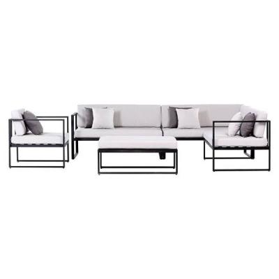 🪑 Outdoor Steel L-Shaped Sofa Set – 5 Pieces