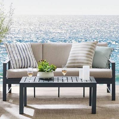 🪑 Outdoor Steel Sofa Set – 2 Pieces – Grey × Off White