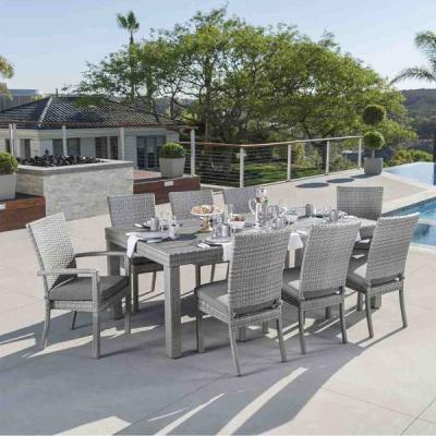 🍽️ Dining Set Rattan – 9 Pieces – Light Grey