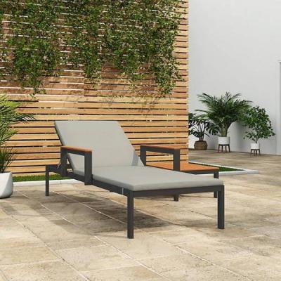 🛋️ Steel Chaise Lounge Black × Grey – 1 Piece